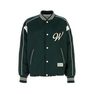 Wooyoungmi Men Bottle Green Satin Bomber Jacket
